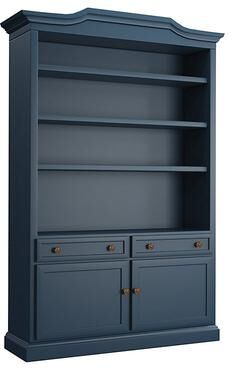 Casa Florentina Josephina Bonnet Top Large Bookcase with Doors - Saturated Slate Blue - Ballard Designs
