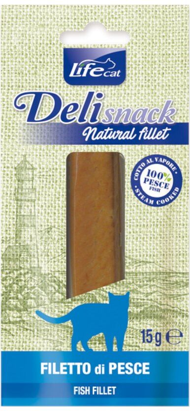 1 x 15 g Life Natural Cat Filetto di Pesce Bollito Cotto al Vapore Snack Naturale Spuntino Premio Ideale per Gatti Confezionato Sottovuoto