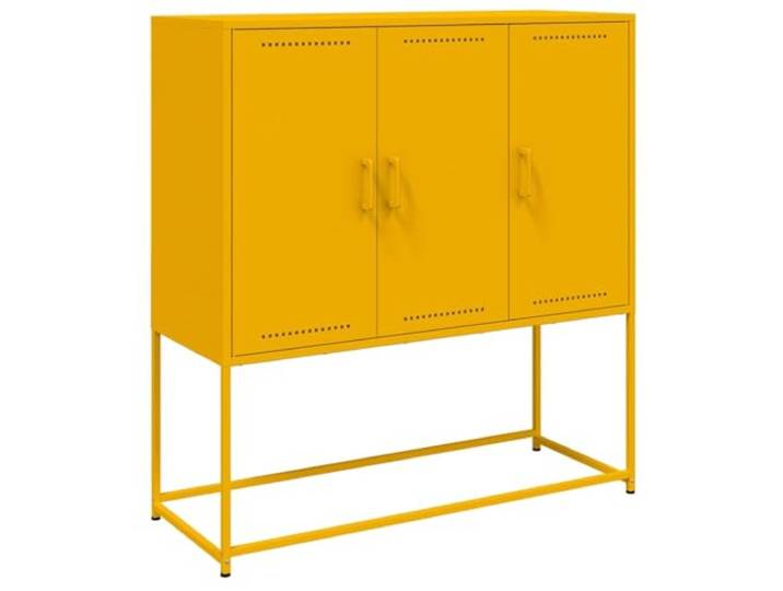 GHVBNMF Highboard Senfgelb 100,5x39x107 cm Industrie Anrichte Stahl Stabiler Metallschrank mit 6 Fächern und Türen für Wohnzimmer & Schlafzimmer, pflegeleichtes Industrie Design.