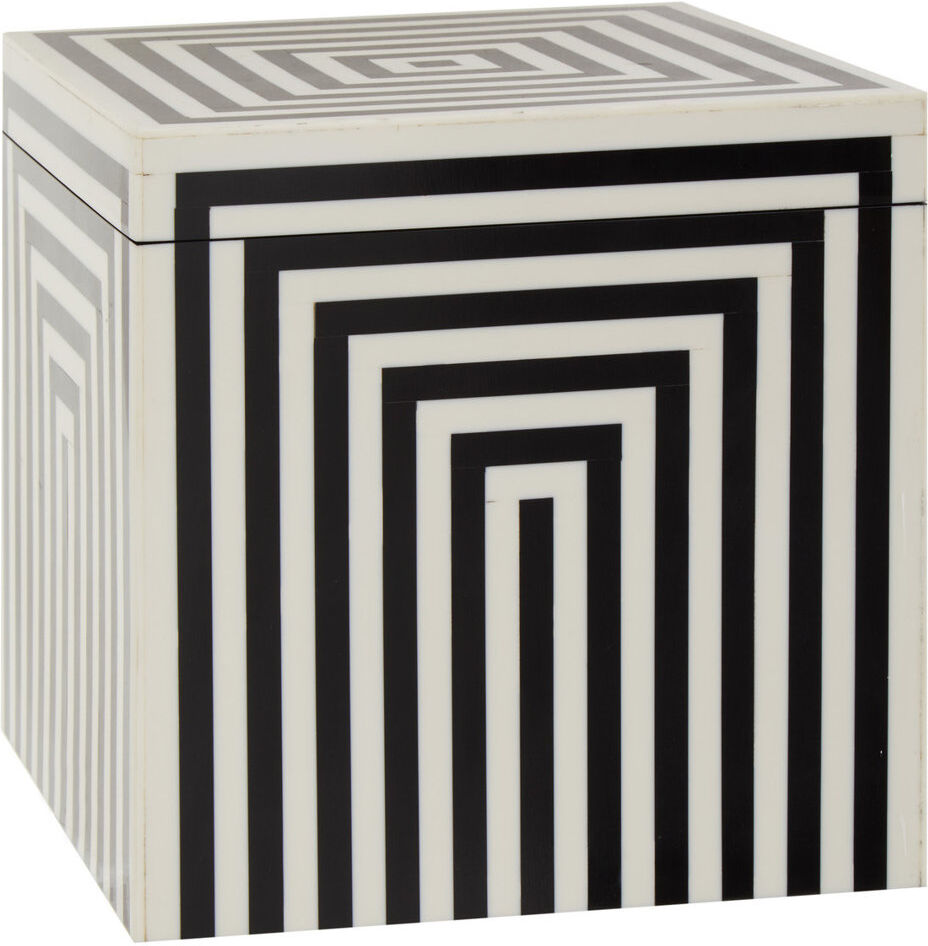 Metro Kresge Handmade Resin Decorative Box Black;Grey 20cm H X 20cm W X 20cm D