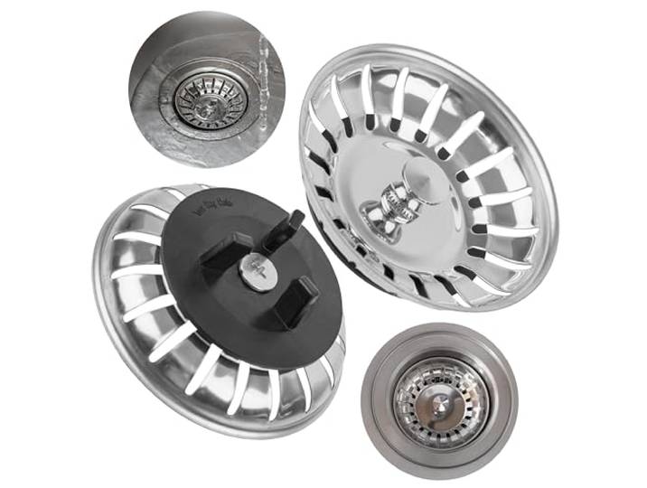 Panier d'évier\, 1 pc\, Ø 79\,3 mm\, Compatible avec Les siphons IKEA ATLANT et DOMSJÖ\, Panier avec Joint Caoutchouc tripode\, PCE détachée pour évier Atlant et Domsjö\, Bouchon Cuisine Tamis