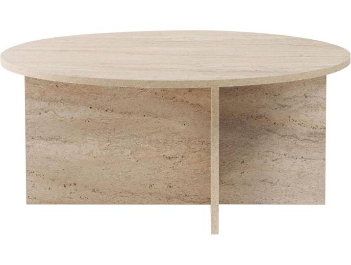 Couchtisch aus Holz \ Soleil\ – 90 x 90 x 40 cm – Travertin