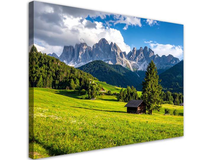 Feeby Leinwandbild Landschaft Berge Täler Natur 100x70cm, Grün, Landschaft/Berg, Rechteckig, 100x70 cm, Bilder & Rahmen, Bilder, Leinwandbilder