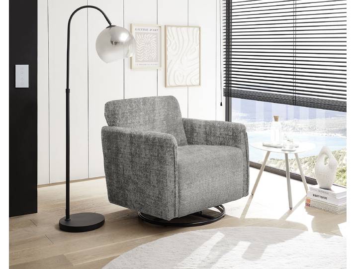 Fauteuil pivotant Gris Tissu chenille Cristy 76 x 78 x 81cm