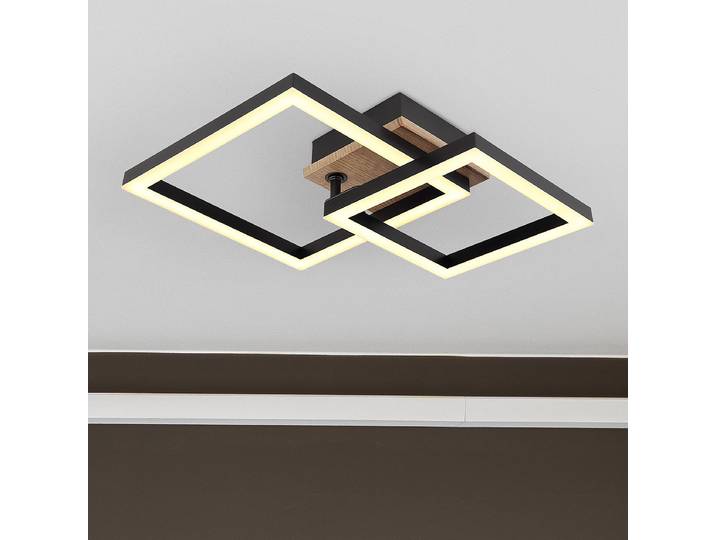 Plafonnier LED Bard 31 x 8 x 42cm Marron/Noir Matériau : Bois manufacturé, Métal, Matière plastique Surface en métal : Laqué Type de matière