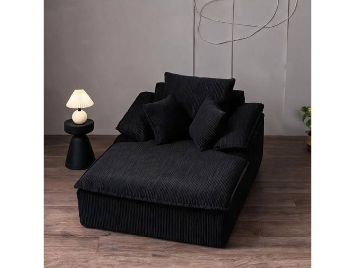 Canapé 2 places inclinable relaxation design moderne intérieur velours côtelé black-toned