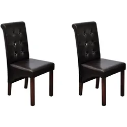 Décoshop26 - Set aus 2 Esszimmer-/Küchenstühlen mit gepolsterter Rückenlehne aus braunem Kunstleder CDS020735
