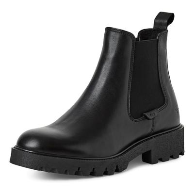 Chelseaboots TAMARIS, Damen, Gr. 36, Textil, schwarz, Glattleder, Schuhe Chelseaboots, Blockabsatz, Businessschuh, Herbstboots zum Schlupfen, Topseller