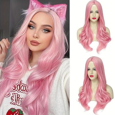 Damen-Cosplay-Perücke mit Netzkappe, hitzebeständig, gewellte Kunsthaarperücken, volldichte Kostümperücken für Karneval, Musikfestivals und alle Altersgruppen