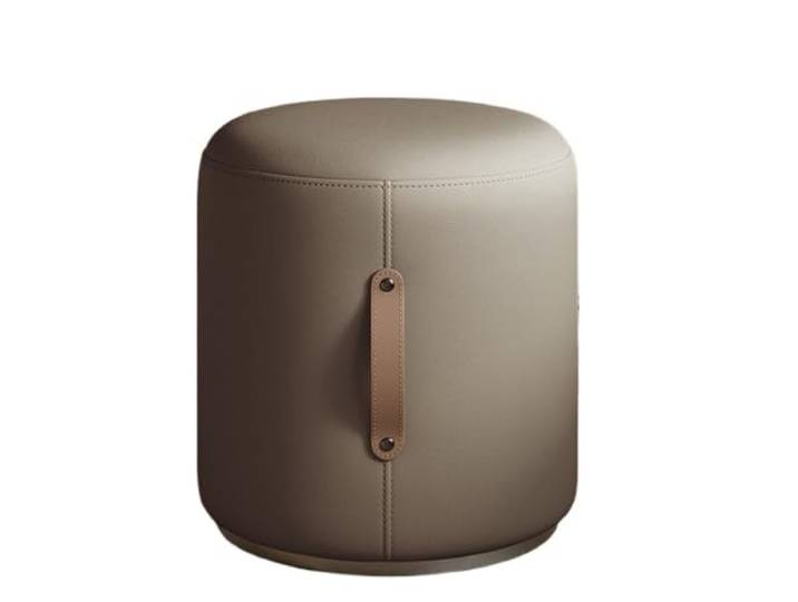 Vielseitig Runder Lederhocker for Wechseln der Schuhe, Couchtisch(Grigio)