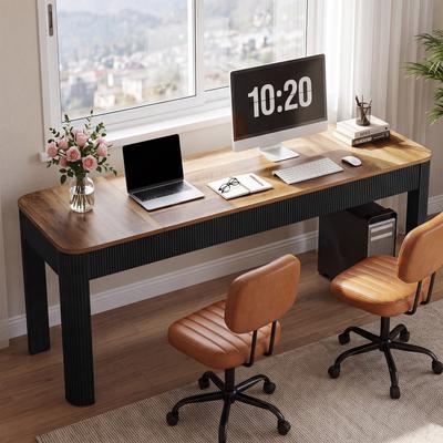 Lee 71-Inch Home Office Desks for 2, Extra Long Wood Computer Table