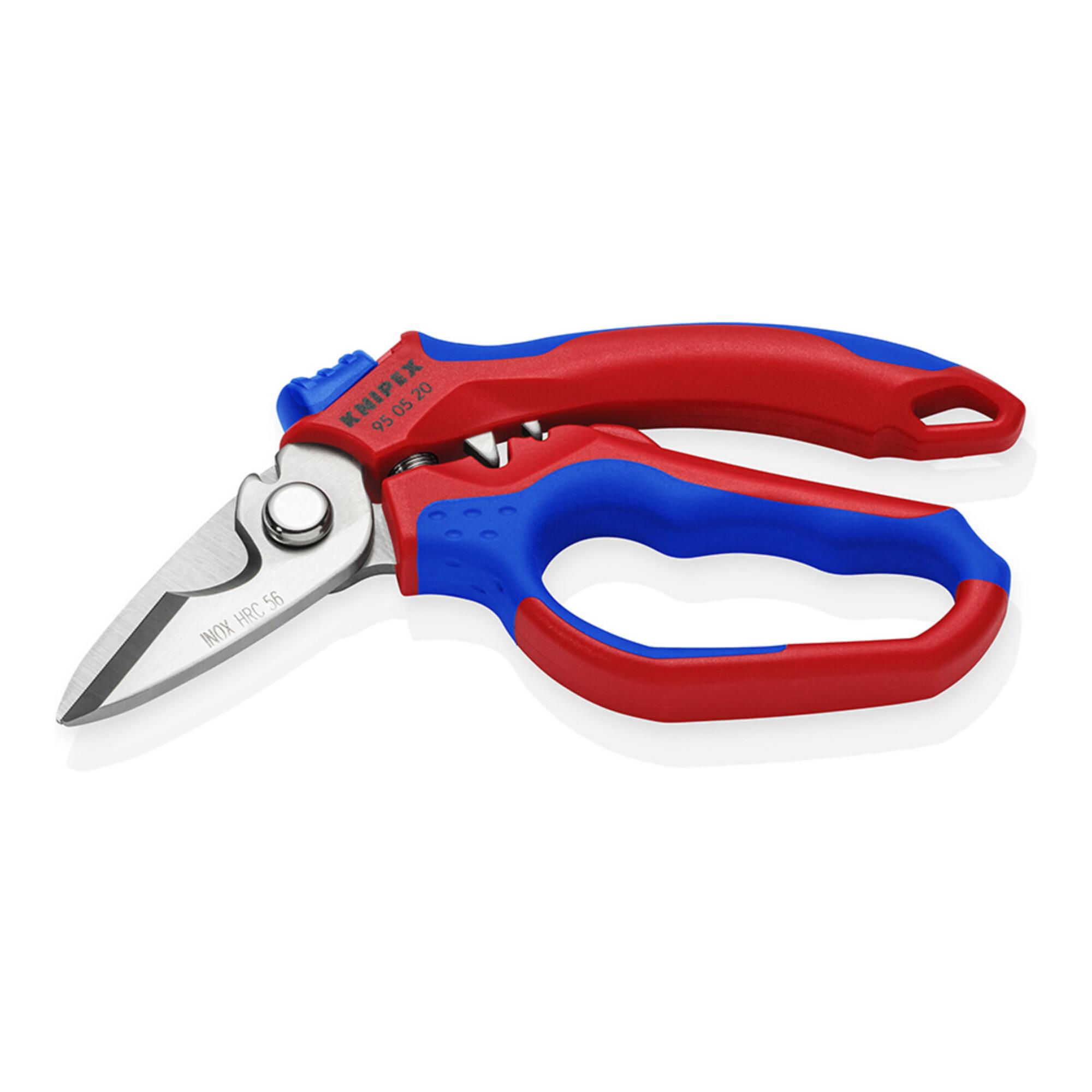 KNIPEX 95 05 20 SB Gewinkelte Elektrikerschere mit Mehrkomponenten-Hüllen, glasfaserverstärkt spiegelpoliert 180 mm)