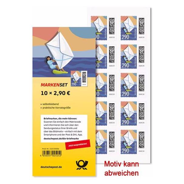 Deutsche Post Porto ab 2025: 2,90 € Briefmarken "Windsurfbrief" selbstklebend, 10 St. (10x) (152305006)