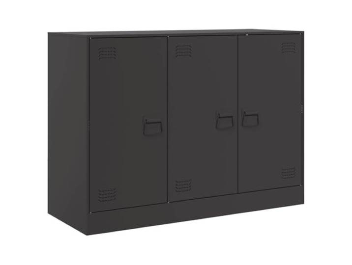 LASWWQMRF Sideboard Schwarz 99x39x73 cm Stahl Schrank mit 3 Türen Stabile Anrichte aus Metall für Wohnzimmer und Büro. Mit 6 Fächern bietet die Kommode ordentlichen Stauraum.