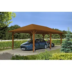 Skan Holz Carport Taunus 439 x 786 cm-nussbaum Holzcarport