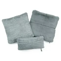 MONT CHALET 3 gefüllte Kissen Dekokissen-Set Lammfellimitat 25x50 & 2x 50x50cm