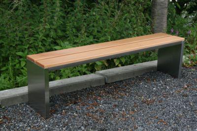 Parkbank, Edelstahl/Garapaholz, ohne Rückenlehne, B 2000 x T 300 x H 400 mm