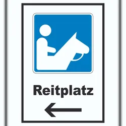 HB-Druck Reitplatz Schild mit Pfeil links A4 (210x297mm)