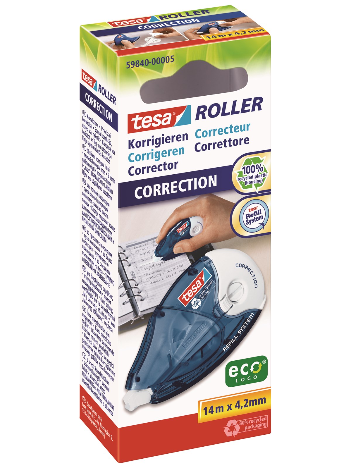 tesa Roller-Korrektur ecoLogo Korrekturroller-Nachfüllung 14 m x 4.2 mm