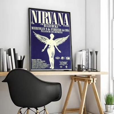 Uplift Essentials Nirvana Rock Band Canvas Poster Crease Free & Waterproof Painting Calligraphy For All Space Wall Decor style 1 5.9 X 7.9 In (15x20cm)
