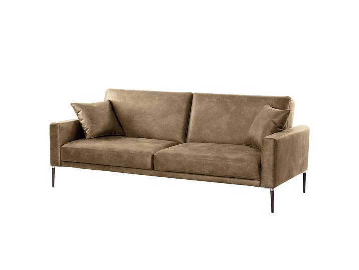 Schlafsofa Braun Microfaser Yaka 214 x 83 x 90cm Skandi