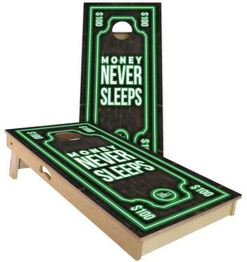 Skip's Garage Money Never Sleeps Outdoor Cornhole Board Set