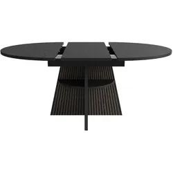 STILVORA Esstisch MDF Schwarz 110-150x110x76 cm, ausziehbar, mit offenem Ablagefach