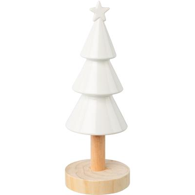 Dekobaum CREATIV DECO "Weihnachtsdeko", weiß, H:25cm Ø:9cm, Keramik, Dekofiguren, aus Keramik und Holz