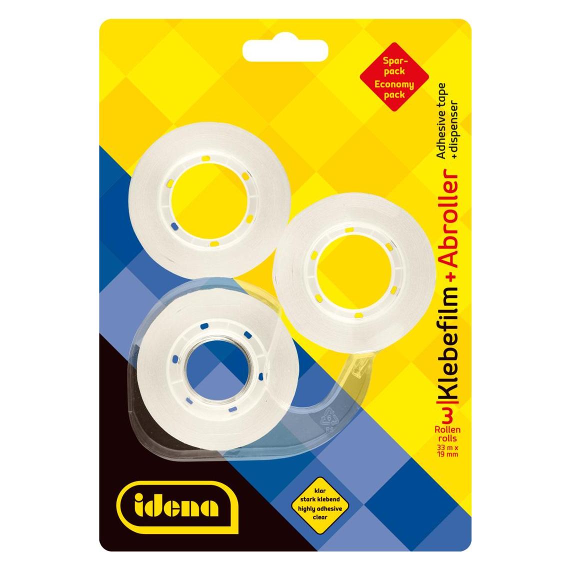 Idena Klebefilm 33m x19mm 3 Stück + 1 Abroller (22692104)