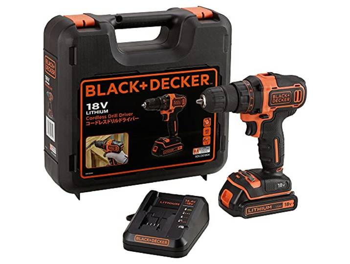 Black & Decker BDCDD186K-QW Coffret de Perceuse-Visseuse 18 V sans Fil avec chargeur/Batterie 1\, 5 Ah