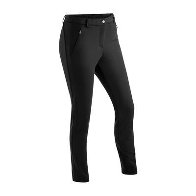 Softshellhose MAIER SPORTS "Lapilli W", Damen, Gr. 38, Normalgrößen, schwarz, 100% Polyester, Hosen Softshellhose, Damen Outdoorhose, atmungsaktiv und winddicht, Slim Fit