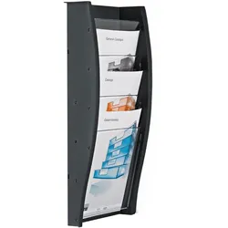 Wand-Plastikhalter für Broschüren, 5x A5, schwarz