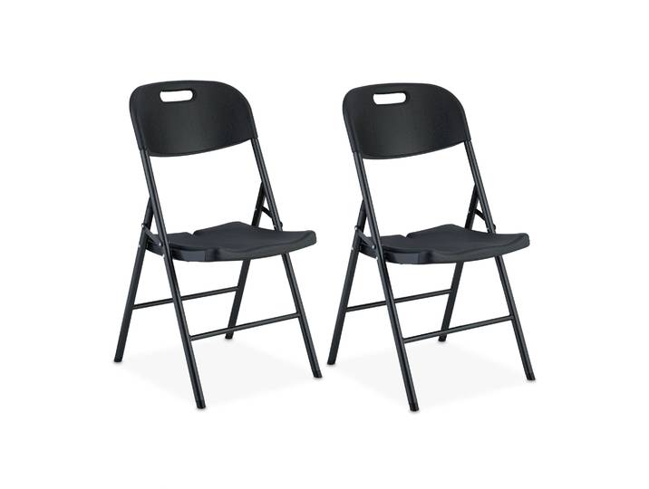 Klappstuhl für Garten 2er-Set Schwarz
