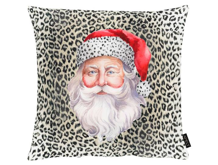 Dekokissen APELT Santa , grau (grau, bedruckt), B:46cm L:46cm, Polyester, Dekokissen_Sitzkissen_Kissenhüllen, Dekokissen