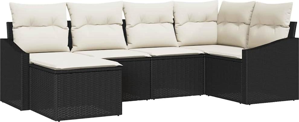 vidaXL Garten Essgruppe 6 stk. Schwarz und Creme