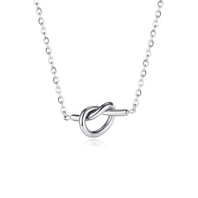 Kette mit Anhänger FIRETTI "Schmuck Geschenk Knoten", silber (edelstahlfarben), Halsketten, Damen, Edelstahl, L: 48 B: 1,6mm, B:1,6mm