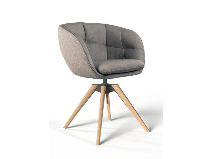 Dieter Knoll Armlehnstuhl, Graubraun, Eiche, Hartholz, Stativgestell, 56x85x64 cm, Sitzfläche 360° drehbar, Gestellauswahl, automatische Rückholfunktion, ergonomische Rückenlehne, Stoff-/Lederauswahl, Esszimmer, Stühle, Esszimmerstühle, Armlehnenstühle