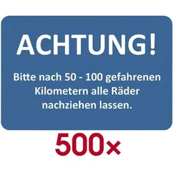 EICHNER 2 Rollen je 250 Kundendienst-Aufkleber »50-100 km - Räder nachziehen« blau, 6x4 cm