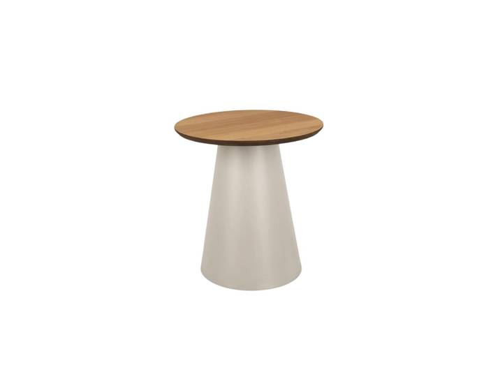 Bout de canapé rond en bois et métal grège d45