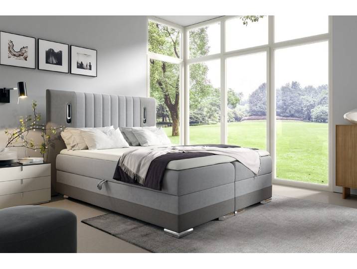 MF Design Boxspringbett Boxspringbett VIVIEN mit Bettkasten und Federautomatik, Vorhanden
