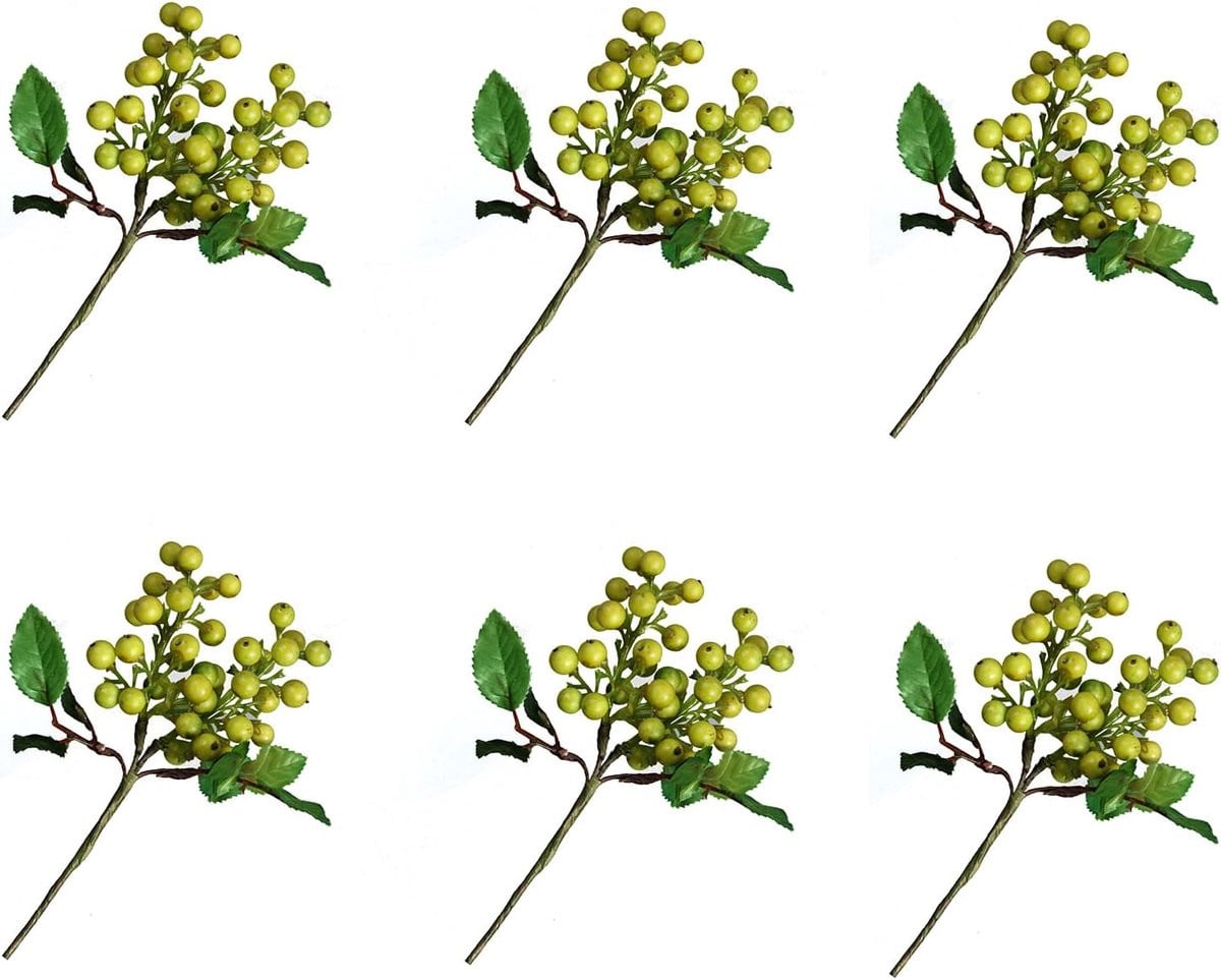 Kunstmatige Bessen Decoratieve Takken Groen - 28 cm Lengte