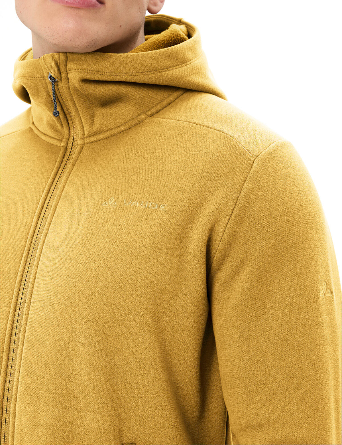 Fleecejacke VAUDE "MEN'S IDRIS FLEECE HOODY", Herren, Gr. S, gelb (savanna), Obermaterial: 100% Polyester. Futter: 100% Polyester, Jacken Fleecejacke, mit Kapuze, schnell trocknend, aus Polyester savanna S