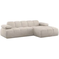 Ecksofa Mojo Chaiselongue rechts, Cord-Bezug mit Struktur, modern, Natur, manuell verstellbare Armlehnen