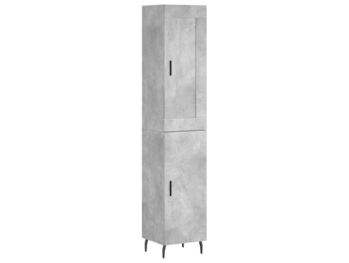 KGFHERENB Highboard Betongrau 34,5x34x180 cm Schrank aus Holzwerkstoff Schlankes Design für Wohnzimmer und Schlafzimmer, stabiles Metallgestell mit Türen für ordentliche Aufbewahrung.