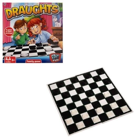 Draughts, Classic Two-Player Board Game, Ages 3+ by HTI