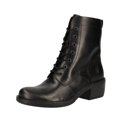 Schnürstiefelette FLY LONDON "Fly London Stiefelette Leder", Damen, Gr. 37, schwarz, Leder, Schuhe Schnürstiefelette