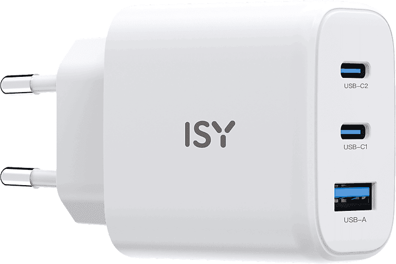 Cargador móvil - ISY IWC 4145, Universal, 45W, 1x USB-A, 2x USB-C, Blanco
