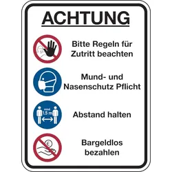 Kombischild, Regeln für Zutritt, Kunststoff, 400 x 300 mm - 300x400x1.5 mm Kunststoff