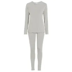 Damella Bamboo Plain Long Pyjamas Set Grau Bambus Small Damen