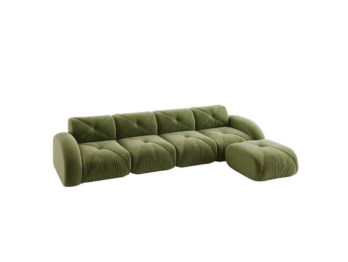 Canapé d'angle modulaire en chenille vert